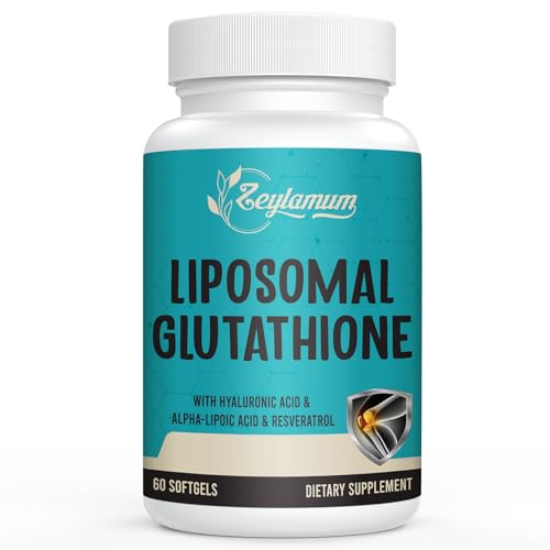 2400 MG Liposomal Glutathione Softgels, Max Absorption, Active Form L-Glutathione Reduced (GSH), with Hyaluronic Acid, Resveratrol, Master Antioxidants for Detox, Brain, Immune System, 60 Softgels