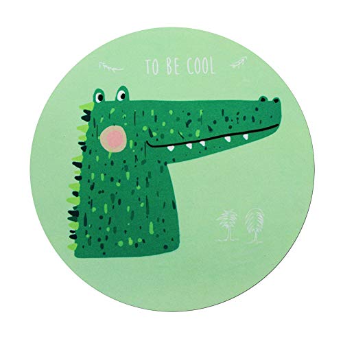 マウスパッド丸型 個性的 おしゃれ 柔軟 かわいい ゴム製裏面 ゲーミングマウスパッド PC ノートパソコン オフィス用 円形 デスクマット 滑り止め 耐久性が良い 面白い動物柄 (緑のワニ)