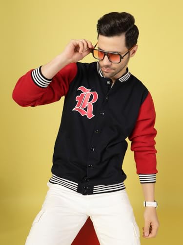 Image of Rigo Varsity Jacket for Men | Streetwear Varsity Jacket | Puff Print Varsity Jacket | Oversized Varsity Jacket for Men
