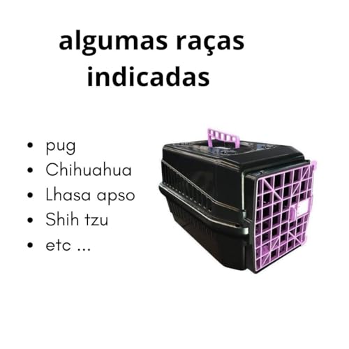 Caixa De Transporte Para Viagens Cães Gatos Coelhos N3 Cor Rosa e Preto
