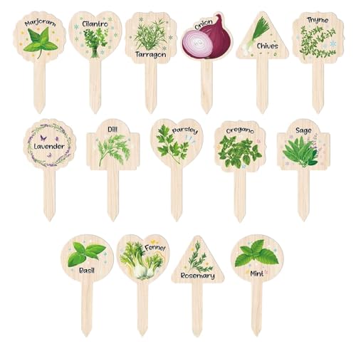 Baoblaze 15 etiquetas para plantas, etiquetas decorativas de madera impermeables, marcadores de jardín para exteriores e interiores.