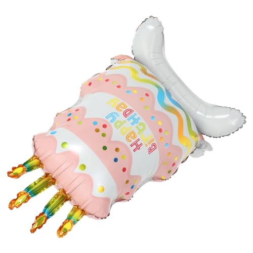 Ciieeo Happy Birthday Cake Balloon Base Aluminum Foil Balloon for Party Lifelike Standing Decor Event Atmosphere