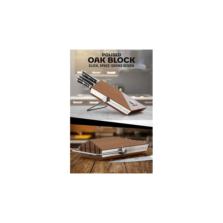 Dalstrong Knife Block Set - 5 Piece - Gladiator Series - with Modular, Multi-Level Block - German High Carbon Steel - Premium ABS Black Handles - NSF Certified