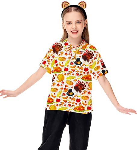 Image of AOBUTE Kids 4th of July Polo American Flag Short Sleeve Button Down Shirts Tops 3-14 Years