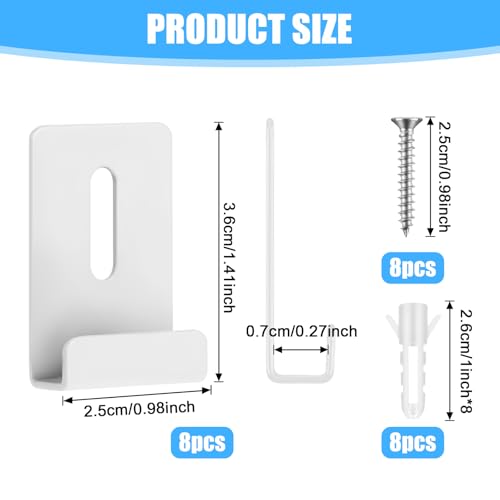 Image of 8 Pack Mirror Clips 1 /4 inch, Mirror Clips for Wall Mounting White Mirrors Hanging Kit with Screw White Metal Mirrors Mounting Hardware for Wall Mountings Frameless Billboard Display