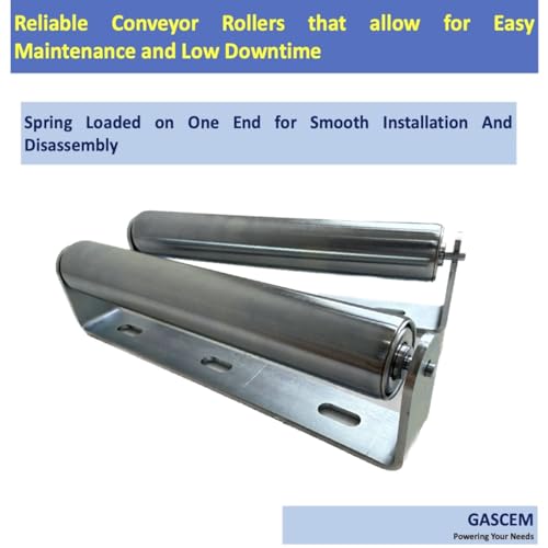 Image of Set of 2 Galvanized Steel Rollers Conveyor and Brackets l 1.5 inchO 10 inchBF Conveyor Rollers I Support Rollers for Heavy Duty Roller Stand, Woodworking Roller I Coyote Rollers for Fence I Cat Fence Roller