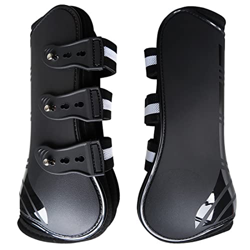 Botas de tendón de caballo protectoras con tres correas en color negro