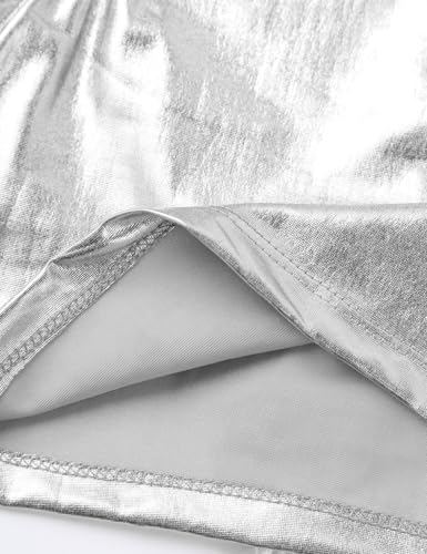 Freebily Sujetador Deportivo Niñas para Danza Gimnasia Crop Top sin Mangas Brillo Métalico Camiseta Corta Verano Tank Top Deportes Ballet Fitness Running Plateado 15-16 años