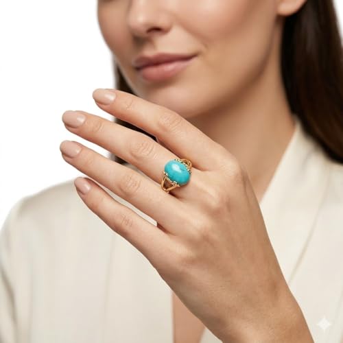 Image of 55Carat Choose Your Color Genuine Stone Ring 18K Gold Plated Oval Handmade Jewellery for Gift Sizes 4-13