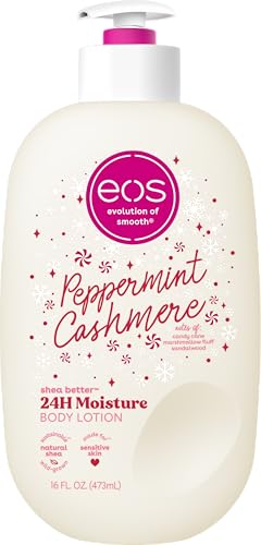 Image of eos Shea Better Holiday Body Lotion, Peppermint Cashmere, Limited Edition Skin Care, 24-Hour Moisture, Body Lotion for Women, Vegan, 16 fl oz