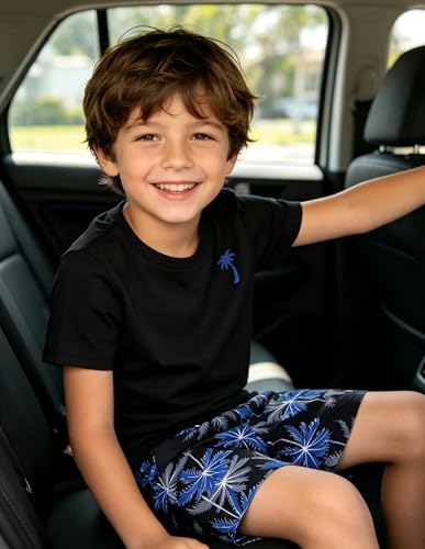 Image of Boys' 2 Piece Summer Outfit Cool Dinosaur & Camouflage Graphic Short Sleeve Tee & Shorts Set Size 4-12