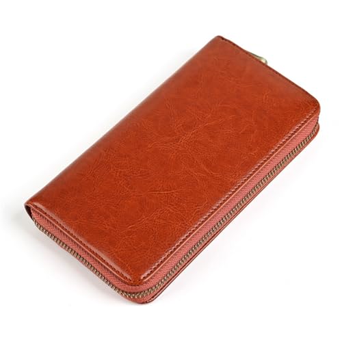 Long Retro Clutch Wallet Soft Leather Simple Wallet Mobile Phone Bag Wallet(Brown)