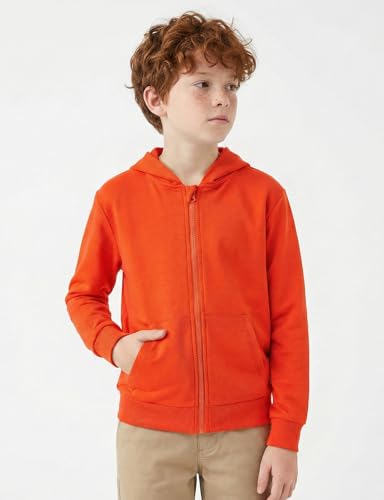 Image of Spring&Gege Boys Zip up Hoodie Soft Solid Classic Full Zip Hooded Sweatshirts for Kids (3-14 Years)