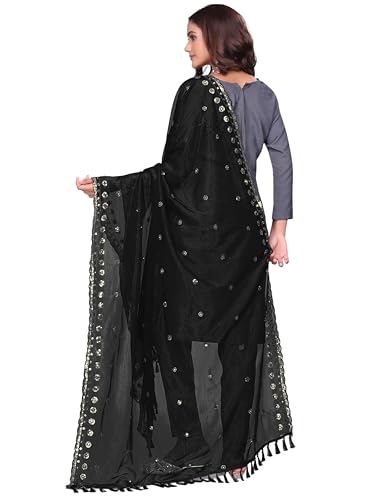 Image of KEMZA Organza Embroidered Dupatta with Mirror & Sequence Work, Tassel Lace Border, Floral Butti Design