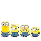 Zak Designs Despicable Me and Minions: The Rise of Gru Kevin, Stuart, Otto, and Bob 3D Sculpted Ceramic Coffee Mugs for Hot Drinks, 4-Piece Set