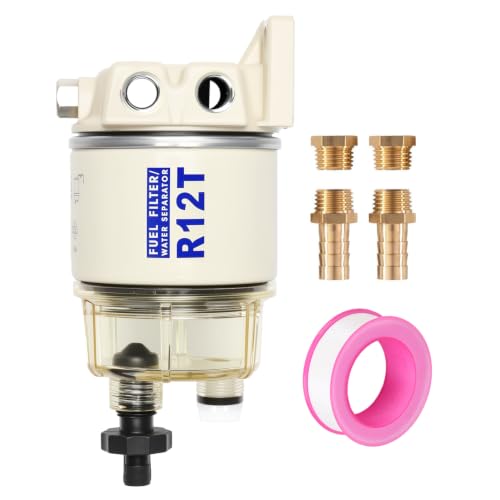 AUIVERED R12T Marine Fuel Water Separator Kit, 10 Micron Filter