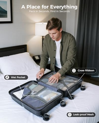 20 Inch Carry On Luggage with Spinner Wheels - Hard Shell Suitcase with ...