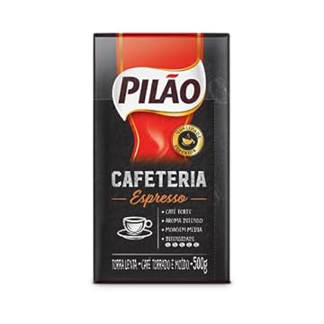 Café Pilão Torrado e Moído Cafeteria Espresso, Torra Forte, Embalagem a Vácuo com 500g