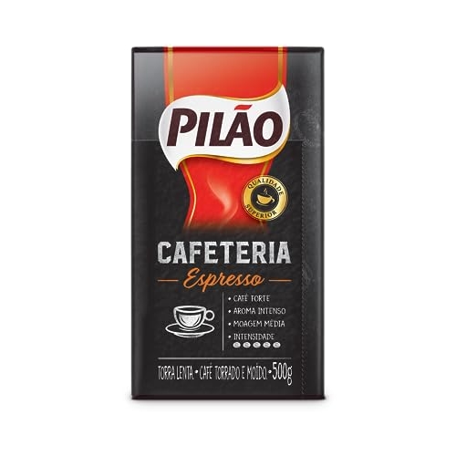 Café Pilão Torrado e Moído Cafeteria Espresso, Torra Forte, Embalagem a Vácuo com 500g
