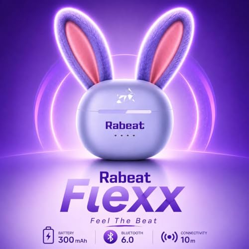 Image of Rabeat Flexx Air Buds OWS Earbuds with Clip-On Fit, Air Conduction Tech, 50HRS Battery, 4Mics ENx, Dual EQ Modes, 10mm Drivers, 40ms Latency, Bluetooth Wireless Earphones, Cool Purple