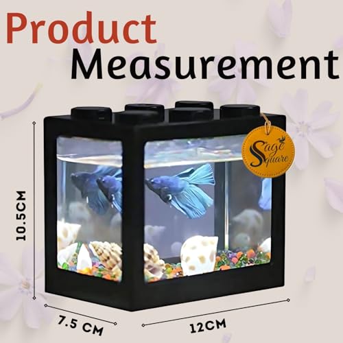 Image of Sage Square Lego Mini Betta Fish Tank Aquarium (12cm X 7.5 cm x 10.5 cm) (Pack of 4)