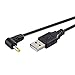 TENINYU USB 2.0 A Male to Right Angled 90 Degree DC 4.0x1.7 mm 5 Volt 24AWG DC Barrel Jack Power Cable 3FT, Black (Max 2.5 Ampere Power Cable, Center PIN Positive),2Pack