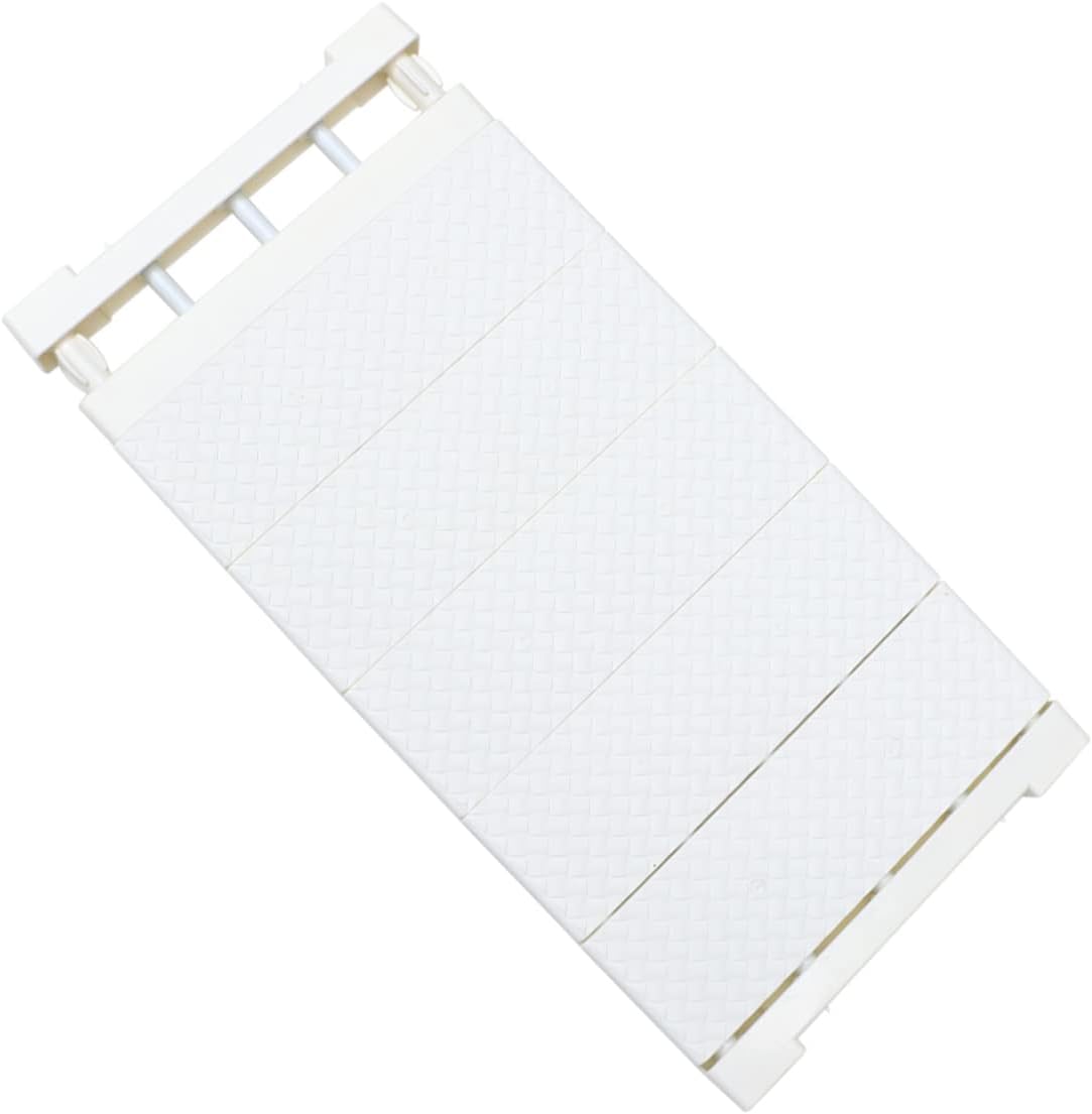 Adjustable Shelf Divider for Closet Organization Expandable Storage Rack for Wardrobe Cabinet and Bathroom Plastic and Design White