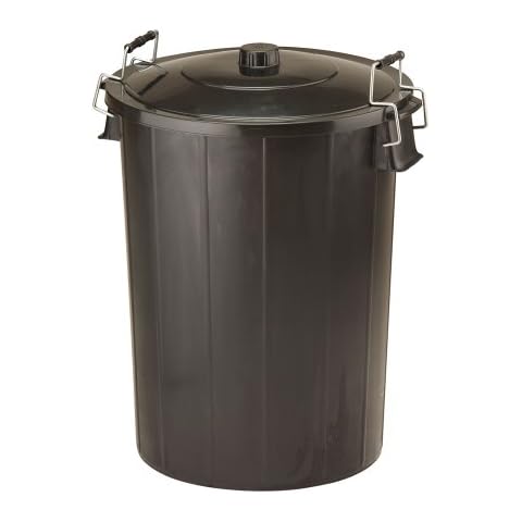 Ward GN346 80L Refuse Bin with Metal Clip Handles - Black Cover