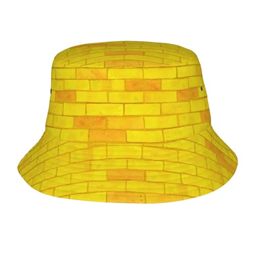 Brick Road Gold Yellow Print Bucket Hat Fisherman Fishing Sun Cap for Adult Women Men Girl Boy Unisex