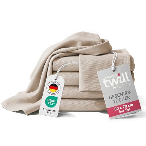 Blumtal 5er Set Premium Geschirrtücher Baumwolle 50x70 cm - ultra saugstarke Geschirrhandtücher Baumwolle - Oeko-Tex zert. - griffige Trockentücher Küche (230gsm) - Profi-Qualität - Geschirrtuch Beige