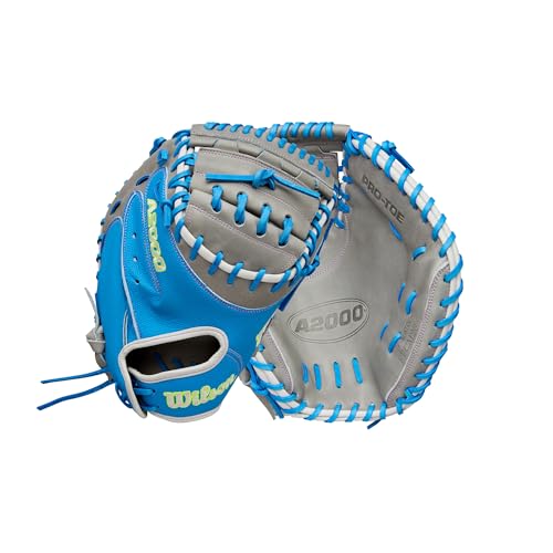 Wilson Fall 2025 A2000R FPCM23SS 34インチ ファストピッチ ソフトボールキャッチャーミット - 右投げ スカイブルー/グレー/ラベンダー