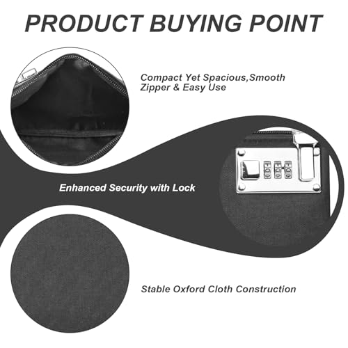 2Pcs Money Bag with Lock, 5x8 Inch Coin Purse with Zipper, Oxford Cloth Money Pouch, Cash Bag for Jewelry, Passports, Medicine, Credit Cards, Valuable Storage2