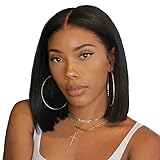 T Part Short Bob Lace Front Wigs Human Hair Brazilian Straight Glueless Short Bob Wigs for Black...