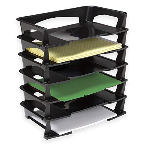 Brenton Studio Stacking Desk Trays 2 12inH x 15 14inW x 8 34inD Black Pack of 6 65351