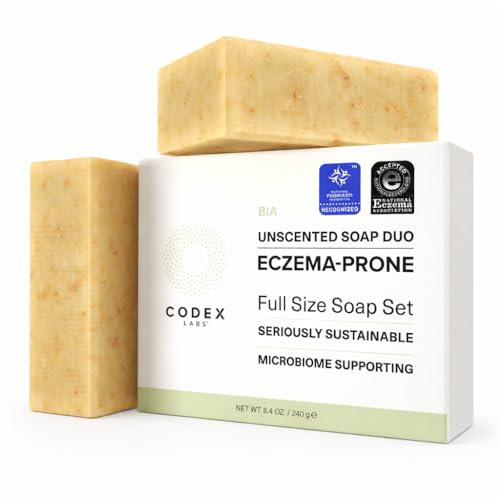 Codex Labs Eczema Soap for Kids & Adults Unscented 2-Pack | Shea Butter Olive Oil & Calendula | Microbiome-Supporting & pH-Balanced | Clinically Tested | 8.4 oz Total