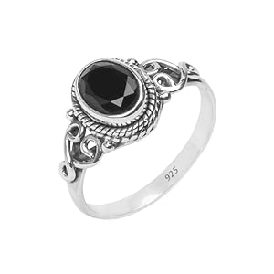 Black Tourmaline Stone Ring 925 Sterling Silver Statement Ring For Women Handmade Rings Gemstone Christmas Promise Ring Size US 8 Gift For Her