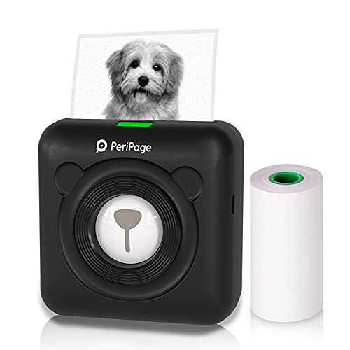 BISOFICE PeriPage Mini Printer, Portable Thermal Printer for Smart Phone, Mini Sticker Printer with Bluetooth Wireless, A6 Thermal Label Printer with iOS & Android, Receipt, Notes, Photo (Black)