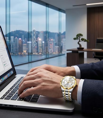 Image of LONGBO Zenith Diamond Analog Watch for Men Business Stainless Steel Watches Luxury Men's Wristwatch | Birthday Gift for Men | Gift for Husband | Gift for Brother