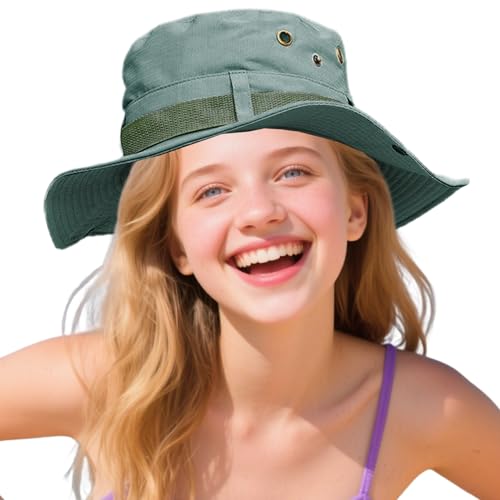 Sombrero de pescador | Sombrero de protección solar | Gorro de pescador | Gorra transpirable con protección UV ajustable para hombres y mujeres, senderismo al aire libre, verde militar, Ejercito Verde