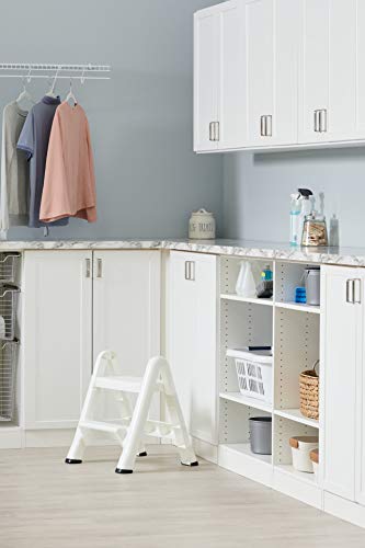 Rubbermaid Two-Step Folding Foot Stool, Small Step Stool, Step Stool for Adults, White