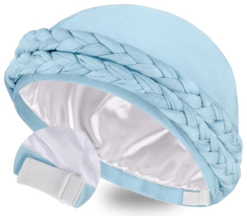 Image of Ababalaya Adjustable Satin Lined Turban for Women Mens Halo Turban Silky Lined Head Wraps for Waves Braids Locs Sleep Cap