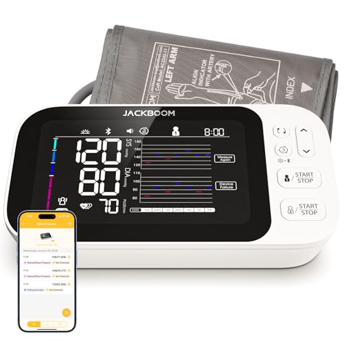 JACKBOOM Blood Pressure Monitor for Home Use, 5.5 in LCD Screen, Voice Guidance
