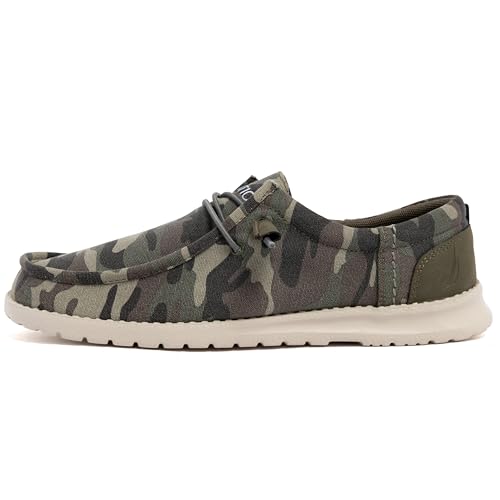 Image of Nautica Men's Comfort Loafers, Slip-On Boat Shoe, Lightweight Casual Stretch Sneaker-Rushford