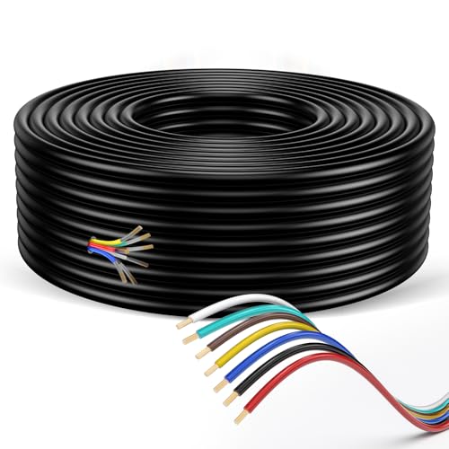7 Way Trailer Wire Heavy Duty 14 Gauge 7 Pin Trailer Wiring Harness Kit with Color-Coded PVC Jacket Flexible 7 Conductor Insulated Cable for RV Camper Truck Boat Utility Trailers (50 Feet)