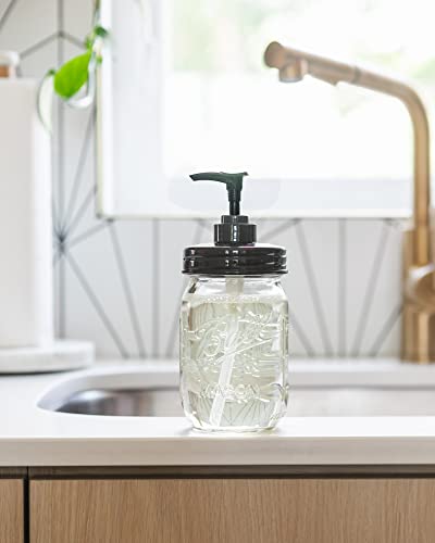 Jarmazing Products Black Mason Jar Soap Dispenser Jars - 2 Pack - Rust Proof Plastic With Genuine Ball Pint Jars #TOP3