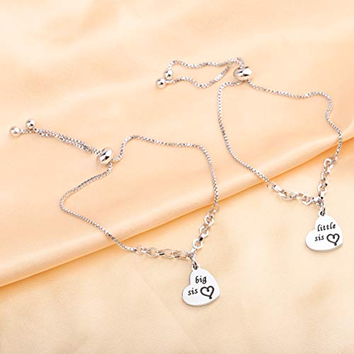 QIIER Big Sis Lil Sis Bracelets Set for 2 Sisters Adjustable Family Bracelets Sister Friendship Jewelry Sister Gift(silver) - Image 5