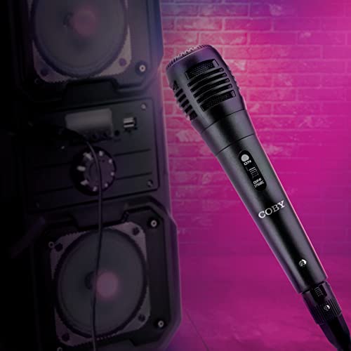 Image of Coby Dynamic Vocal Wired Microphone | Audio Receiver for Singing, Karaoke, Recording | Karaoke Microphone for Parties, Dorm, Birthdays | Mic with Aux Input & Detachable 10-FT Cable for Party Speakers