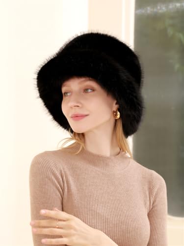 Sombrero tipo bucket de peluche sintético para mujer miniatura 3