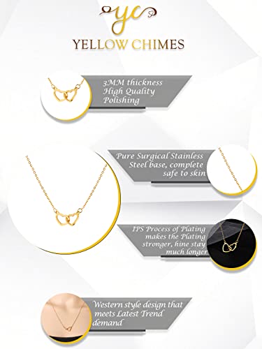 Image of Yellow Chimes Pendant for Women and Girls Rose Gold Pendant Necklace For Women | Staineless Steel Love Heart Pendant Chain | Birthday Anniversary Valentine Gift for Wife Girls Women