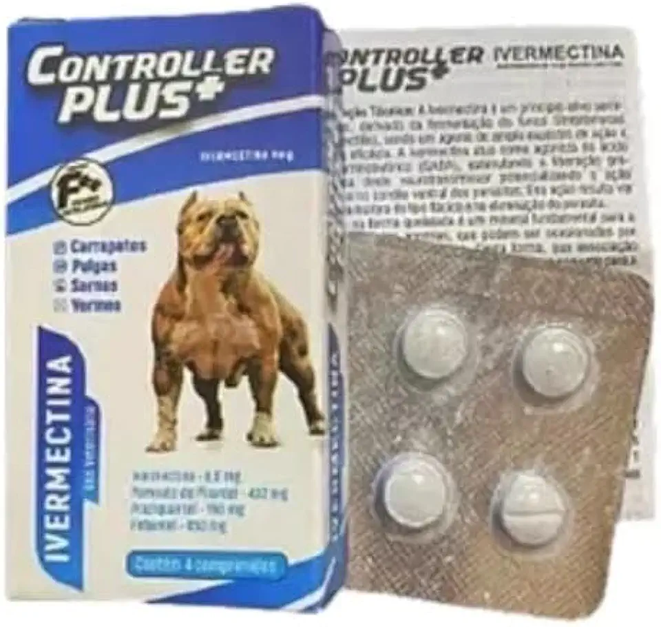 Controller Plus - Remédio Anti Pulgas, Carrapatos, Vermes E Sarnas 4 Comp 30kg